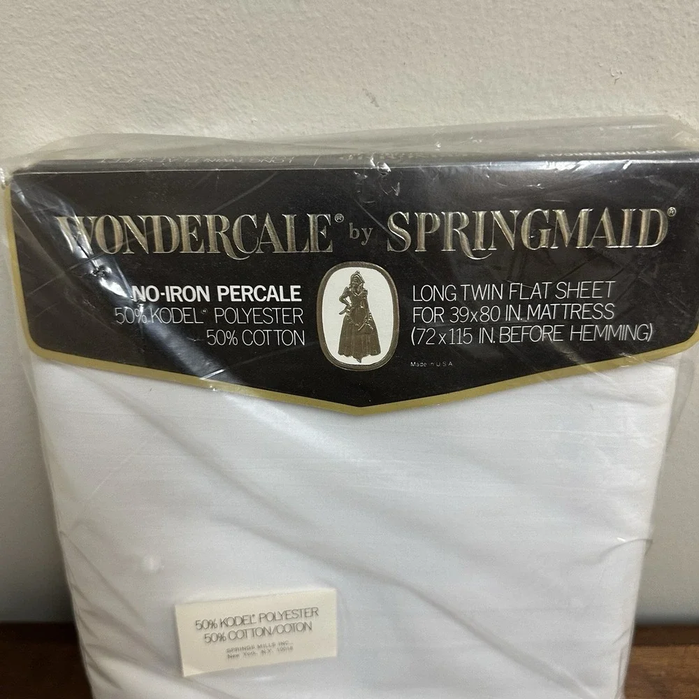 Vintage Springmaid No Iron Percale Long Twin Flat Sheet Made in USA NOS NEW